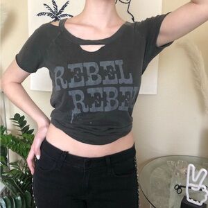 Chaser brand Rebel Rebel Graphic Women's Black Top